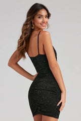 Glow Glitter Knit Ruched Mini Dress