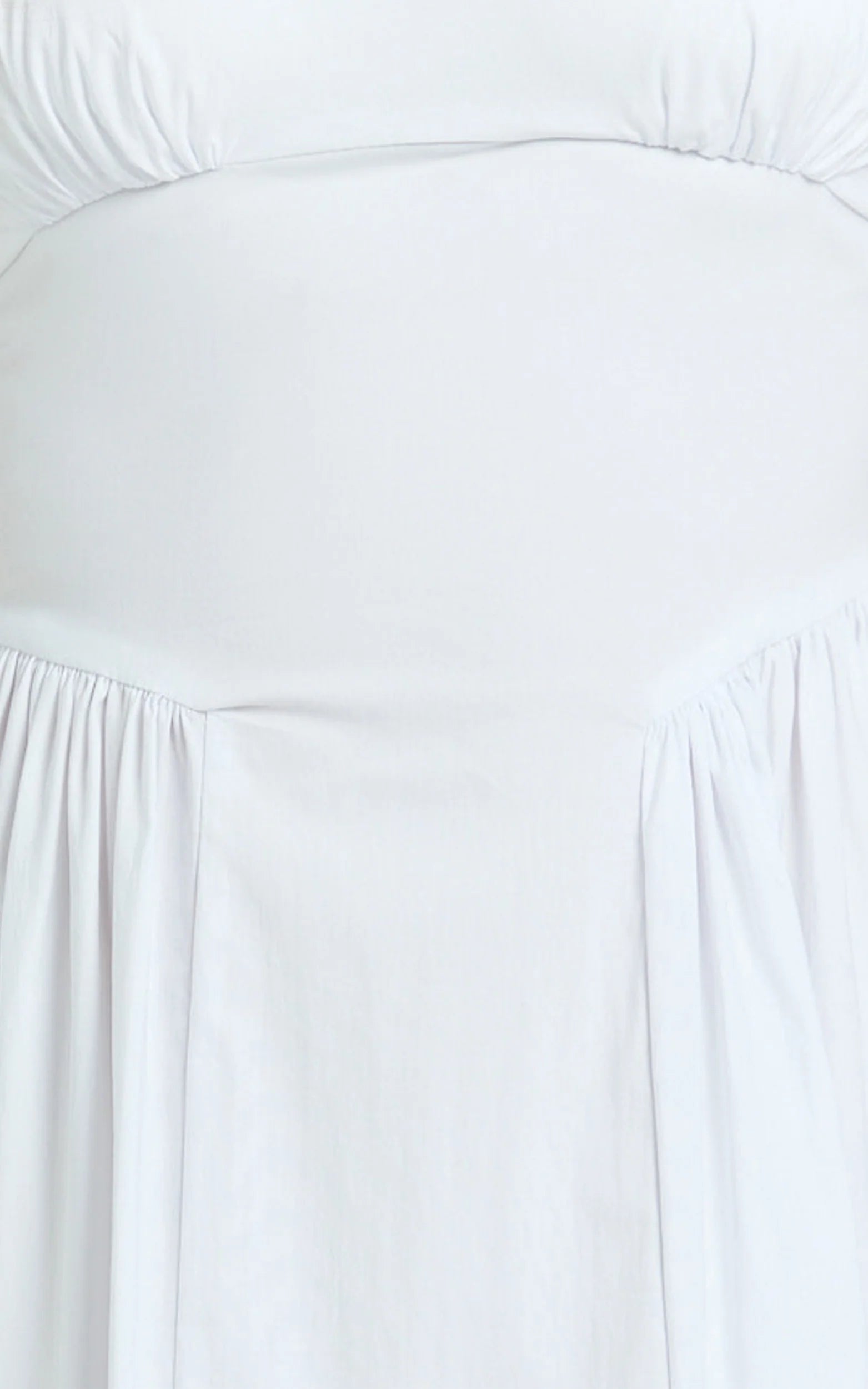 Donatella Midi Dress - Ruched Bust Fit And Flare Dress in White