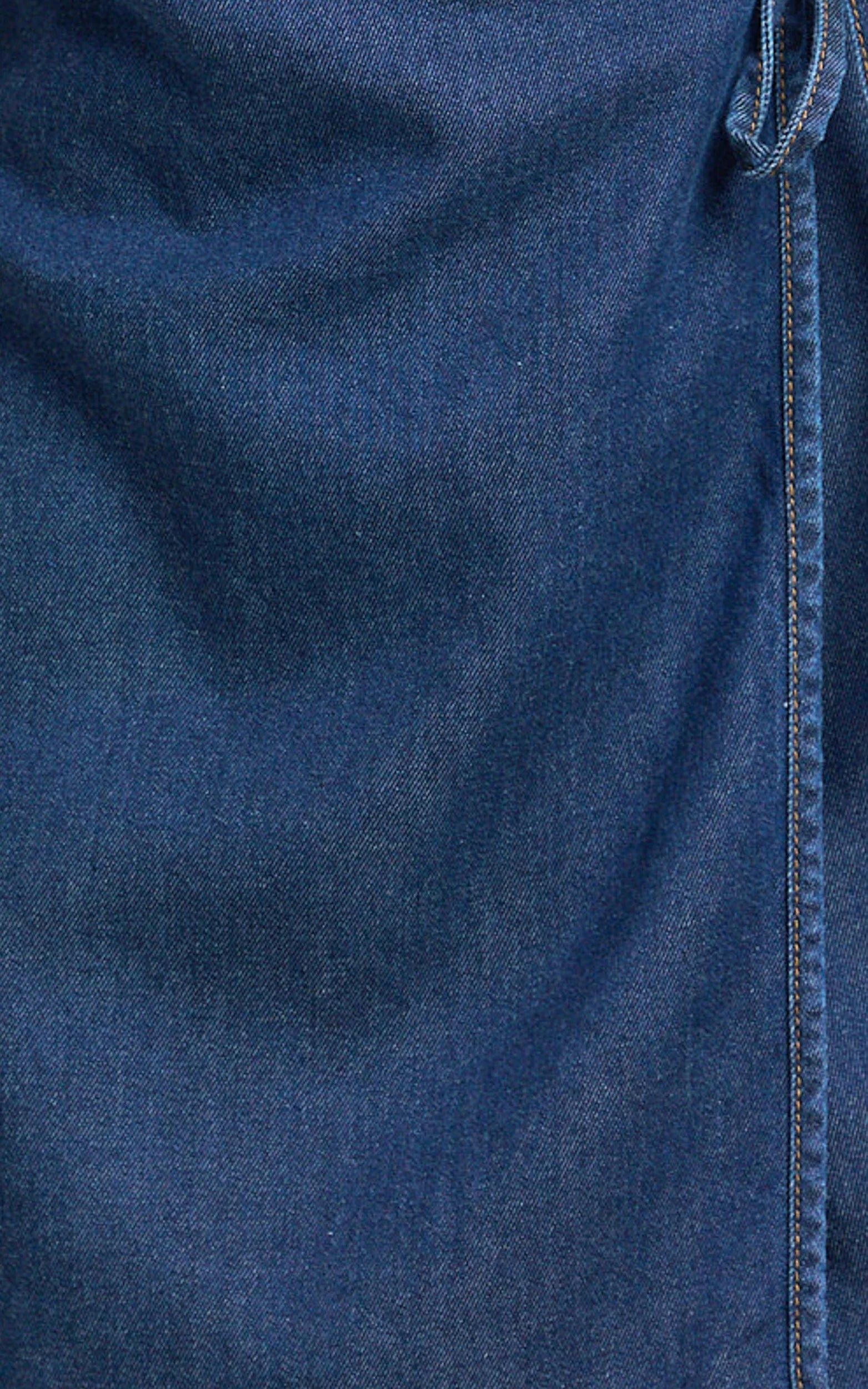 Ramira Mini Dress - Denim Halter Neck Wrap Tie Mini Dress in Raw