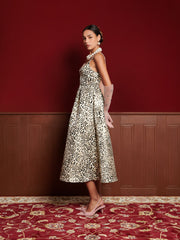 Gilded Leopard Midi Dress