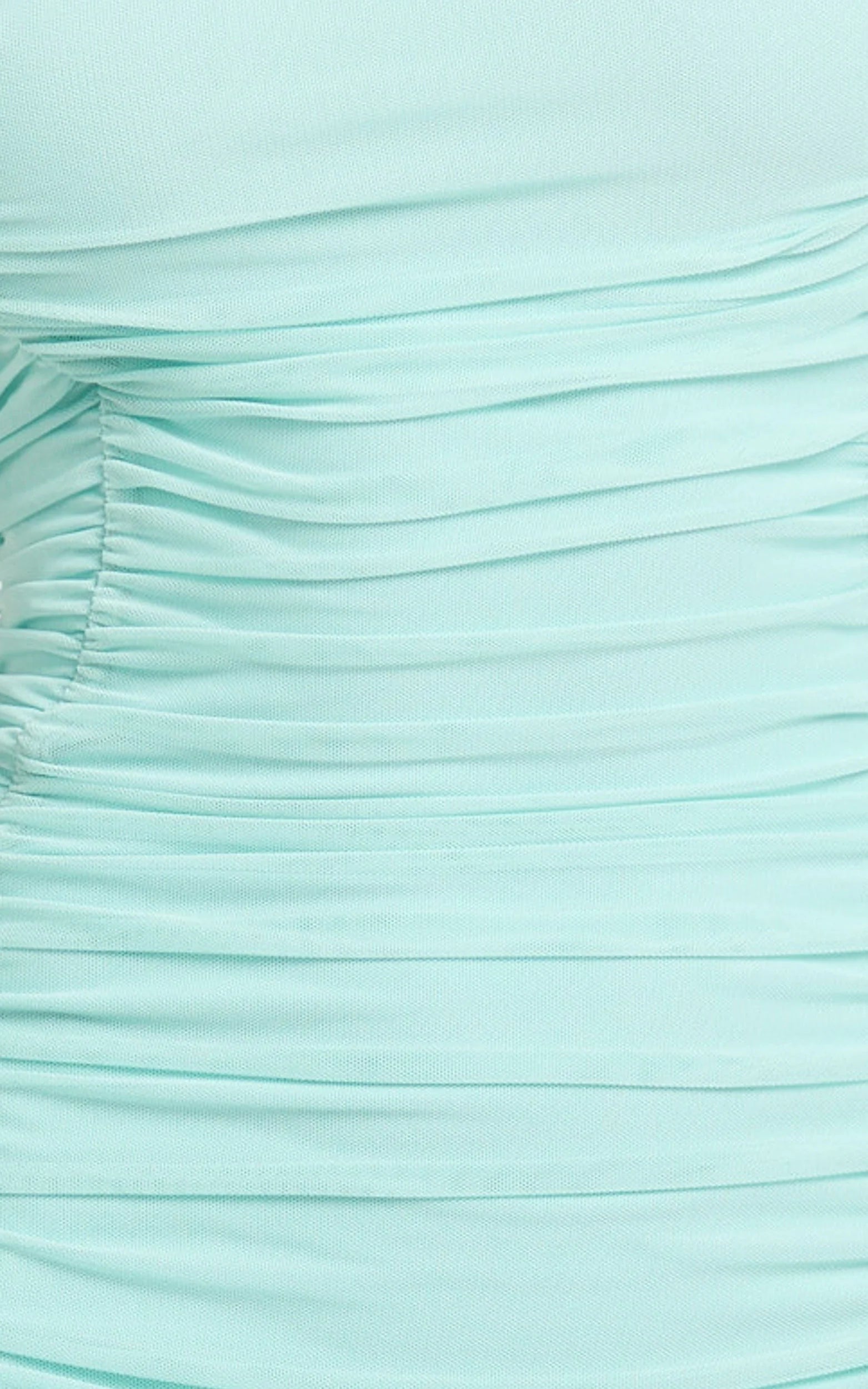 Cardi Maxi Dress - Ruched Mesh High Leg Split Dress in Mint